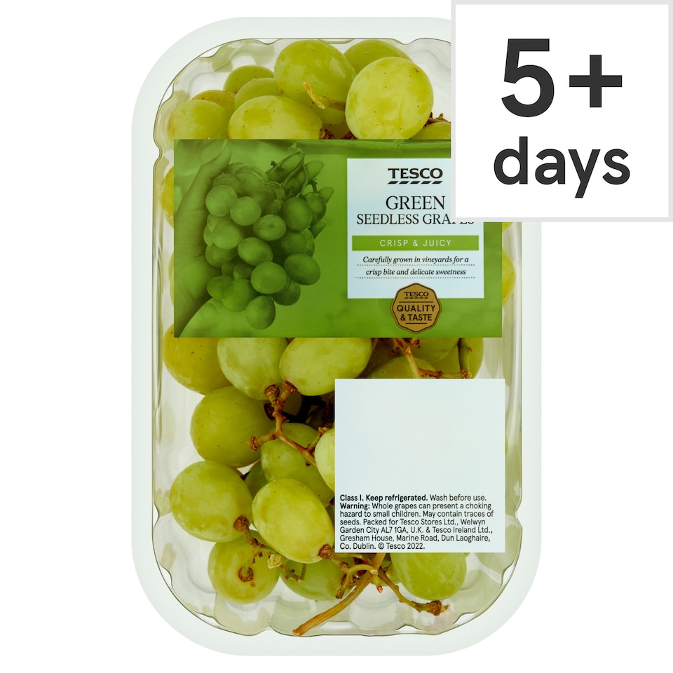 Tesco Green Seedless Grapes Pack 500G