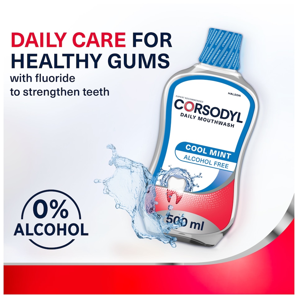 image 1 of Corsodyl Cool Mint Gum Care Alcohol Free 500Ml