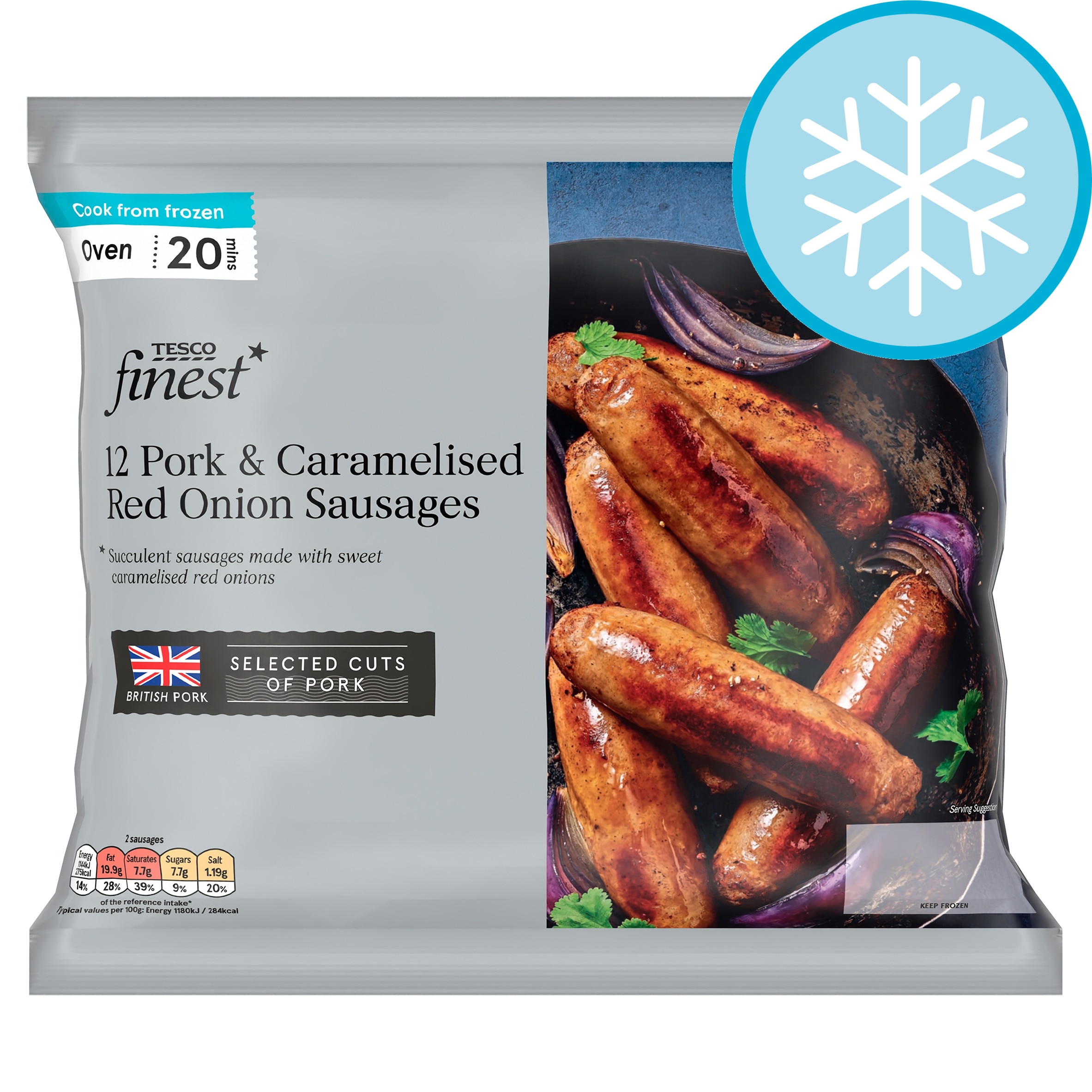 Tesco Finest 12 Pork & Caramelised Red Onion Sausages 700g