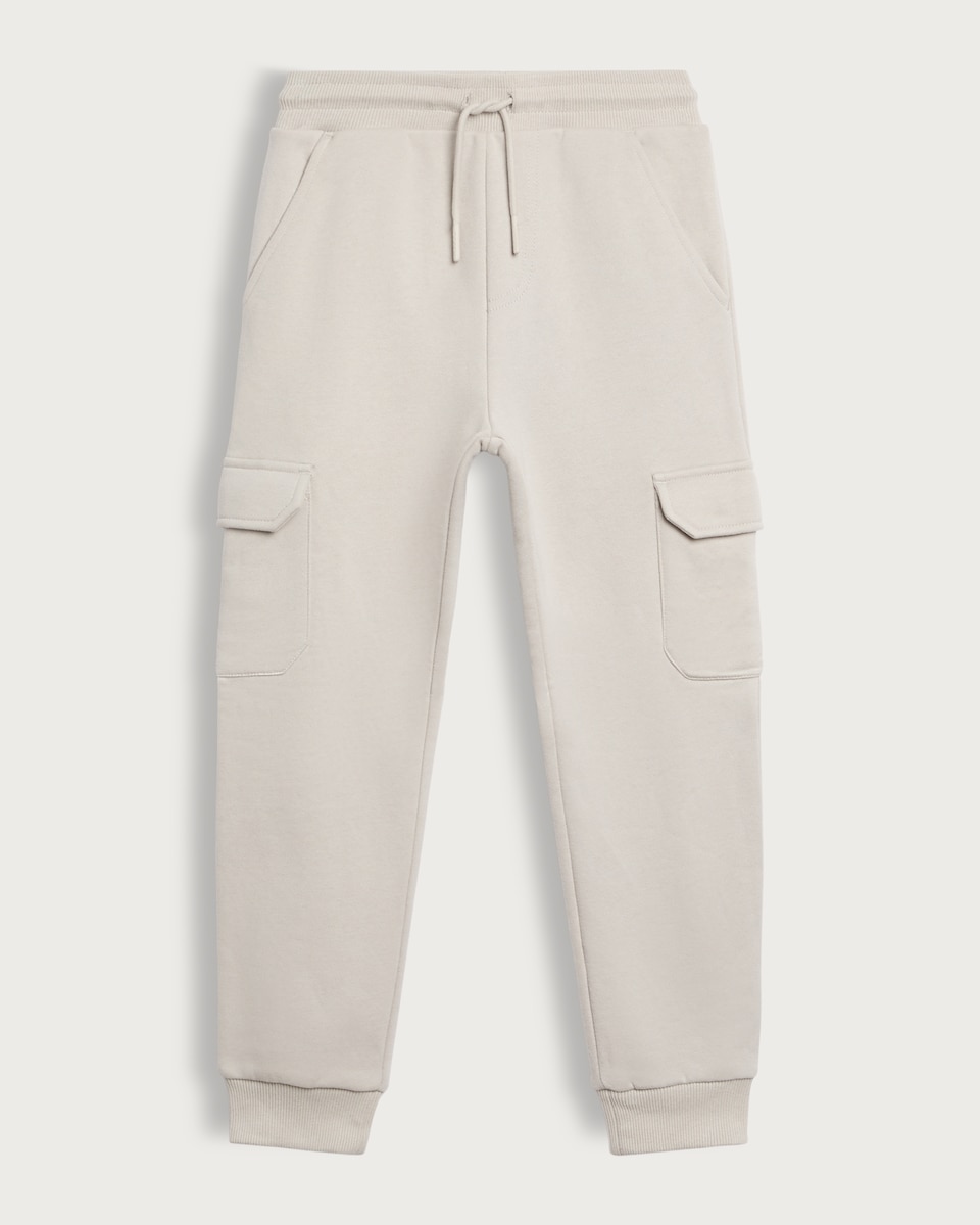 image 1 of F&F Boys Cotton Rich Cuffed Drawstring Cargo Joggers in Grey