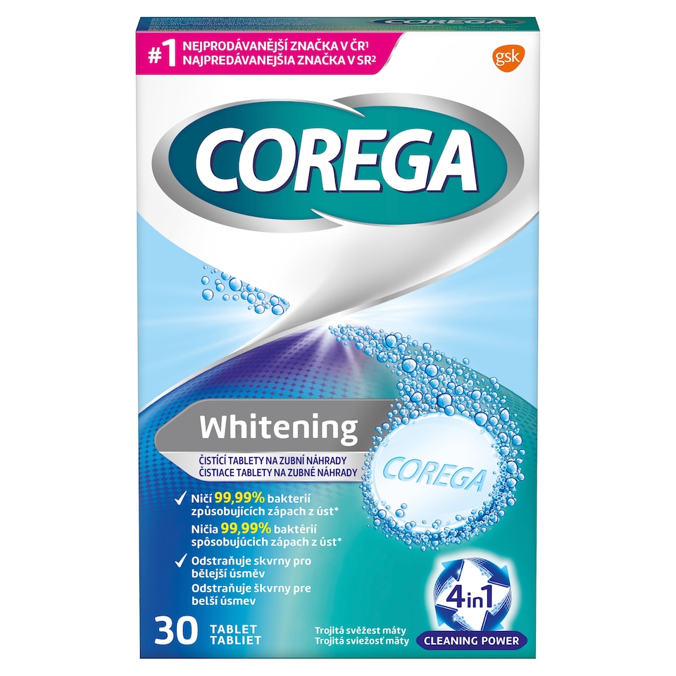 obrázok 1 z Corega Whitening čistiace tablety 30 ks