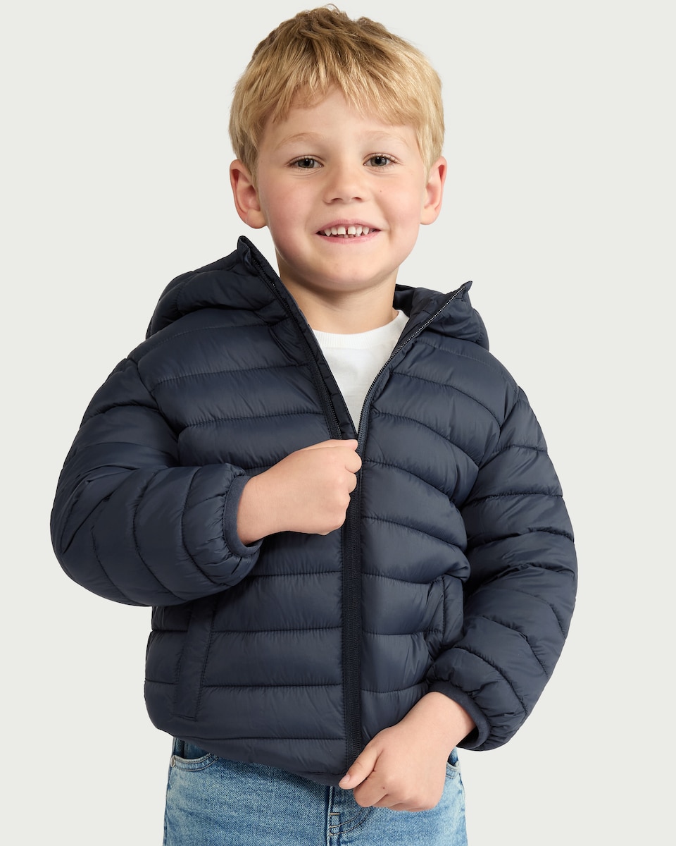 image 1 of F&F Boys Lightweight Padded Jacket in Navy