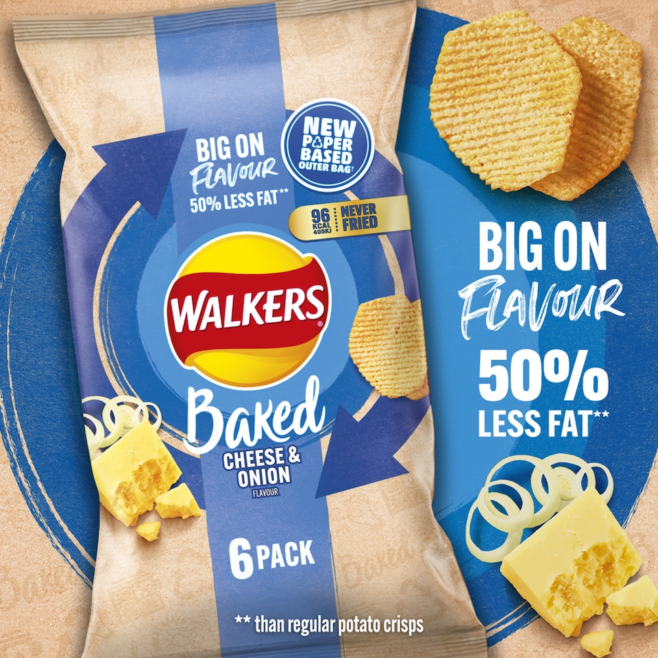 image 1 of Walkers Baked Cheese & Onion Multipack Crisps 6x22g