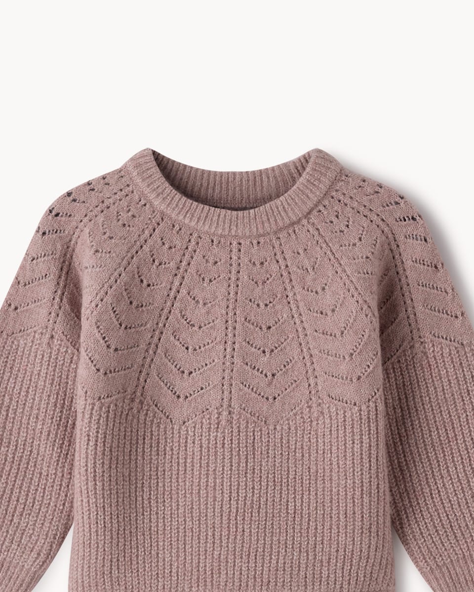 image 1 of F&F Baby Knitted Lace Trim Top & Trousers in Pink