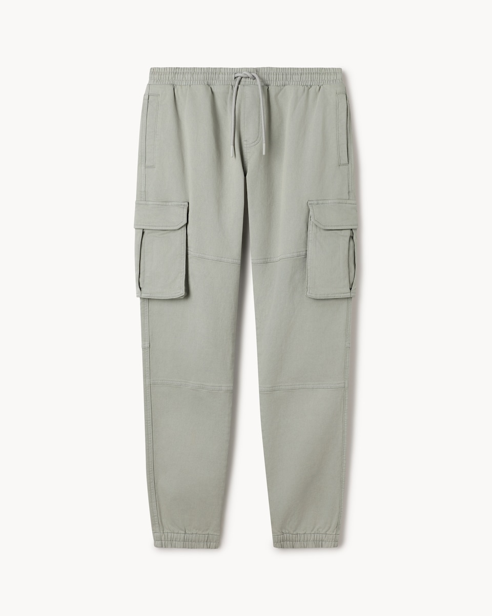 image 1 of F&F Cotton Rich Knitted Cargo Trousers in Grey
