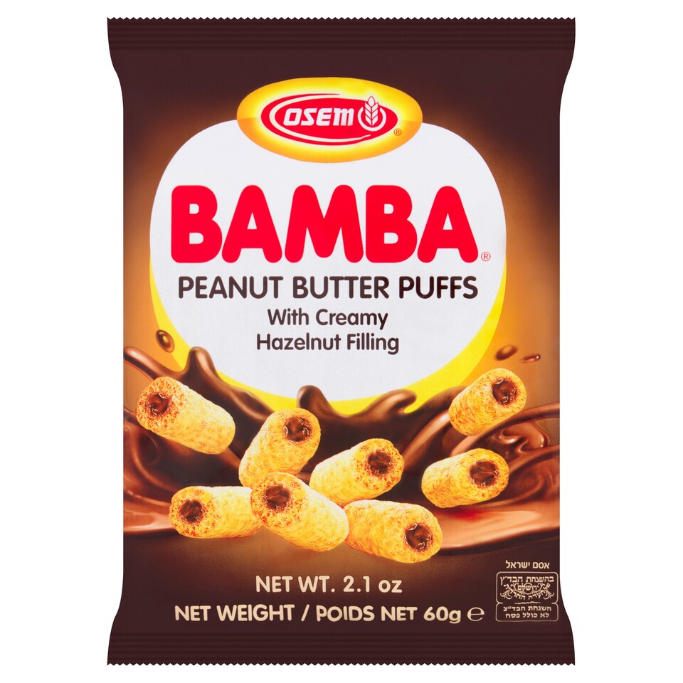 Osem Bamba Peanut Snack Plus Hazelnut Cream 60G