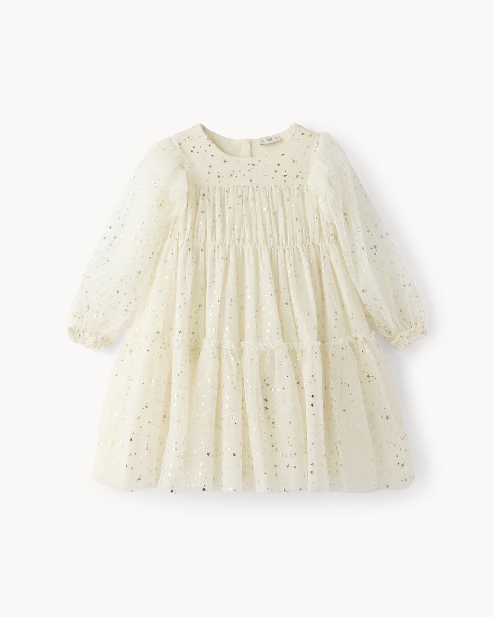 image 1 of F&F Girls Star Diwali Dress in Cream