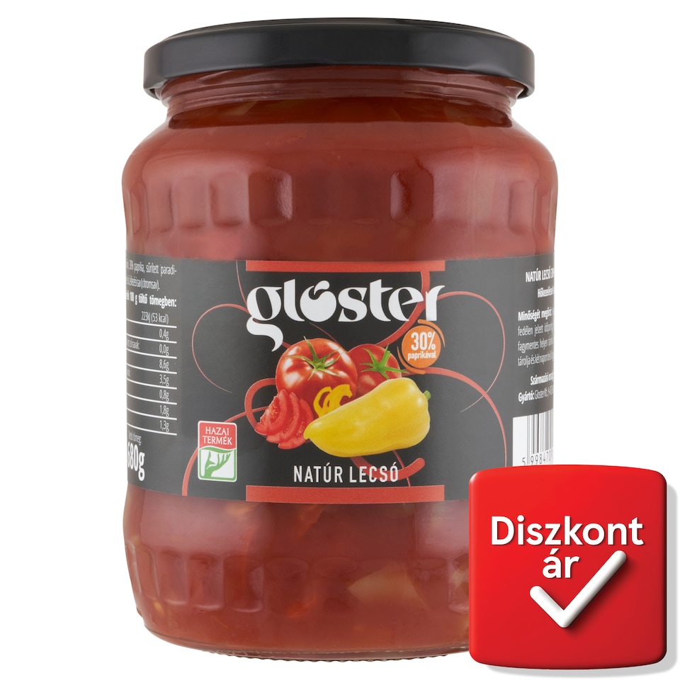 Gloster natúr lecsó 30% paprikával 680 g