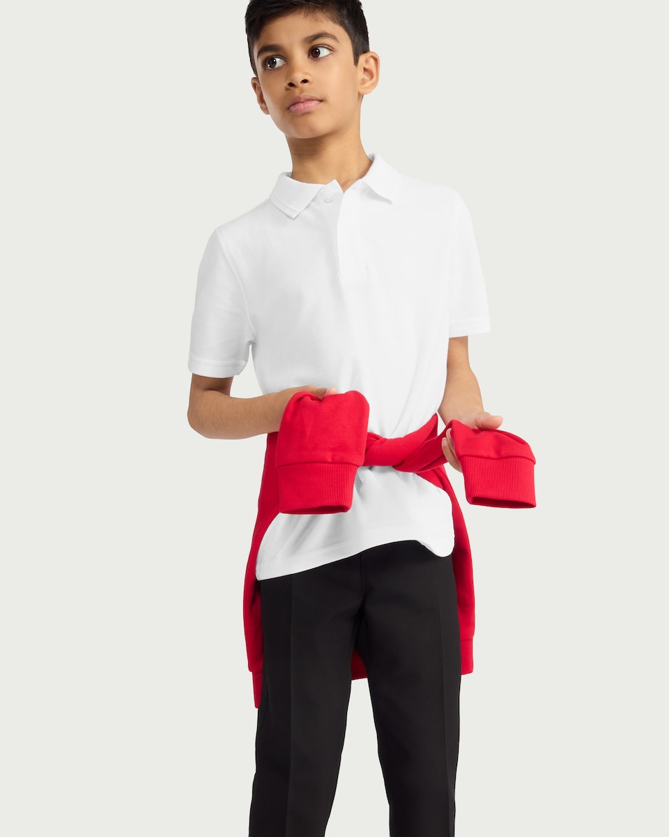image 1 of F&F School Unisex 2-Pack Pure Cotton Regular Fit Polo Shirts in White