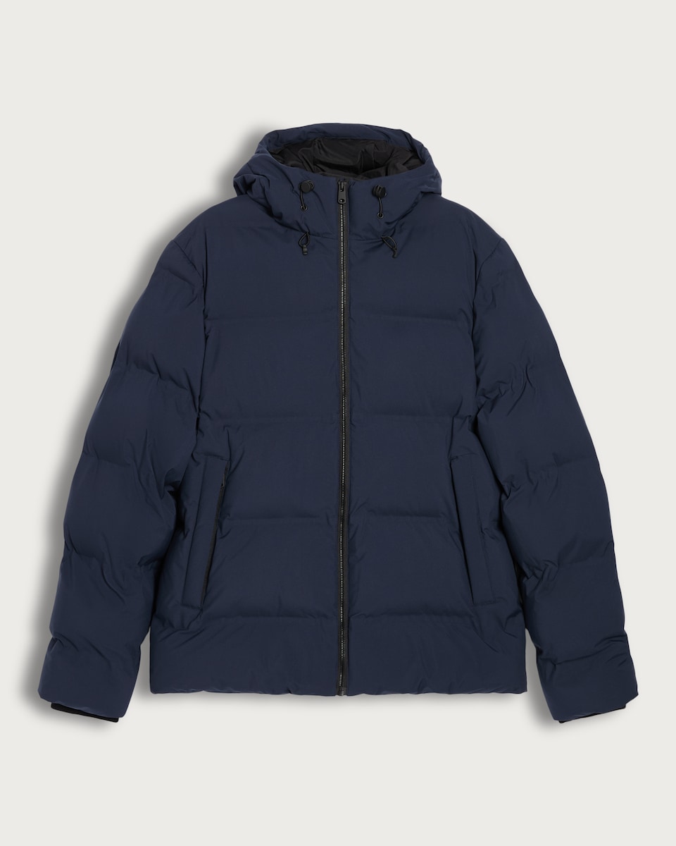 image 1 of F&F Hooded Zip Through Shower Resistant Puffer Jacket in Navy