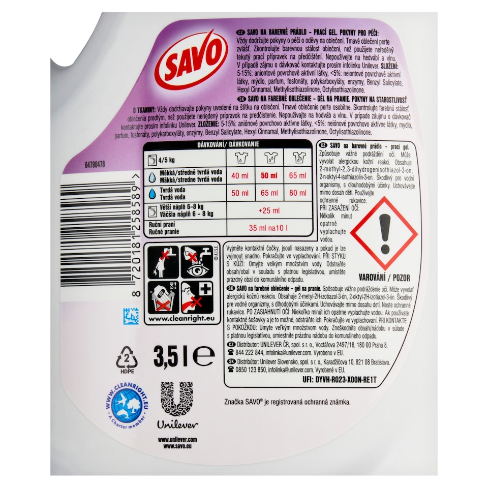 obrázok 1 z Savo gél na pranie Farebné 70 w 3,5 l