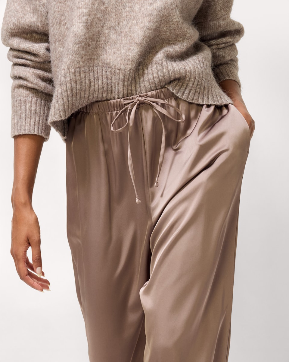 image 1 of F&F Satin Wide Leg Trousers in Mink