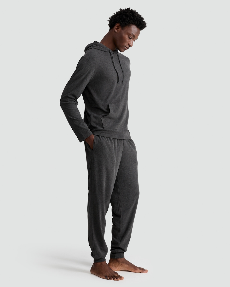 image 1 of F&F Fleece Hoodie and Cuffed Joggers Pyjamas in Grey