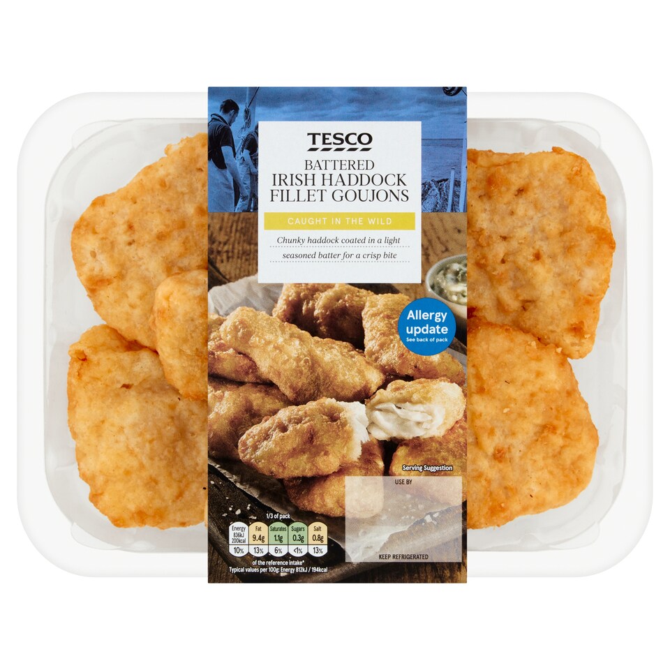 Tesco Battered Irish Haddock Fillet Goujons 320G