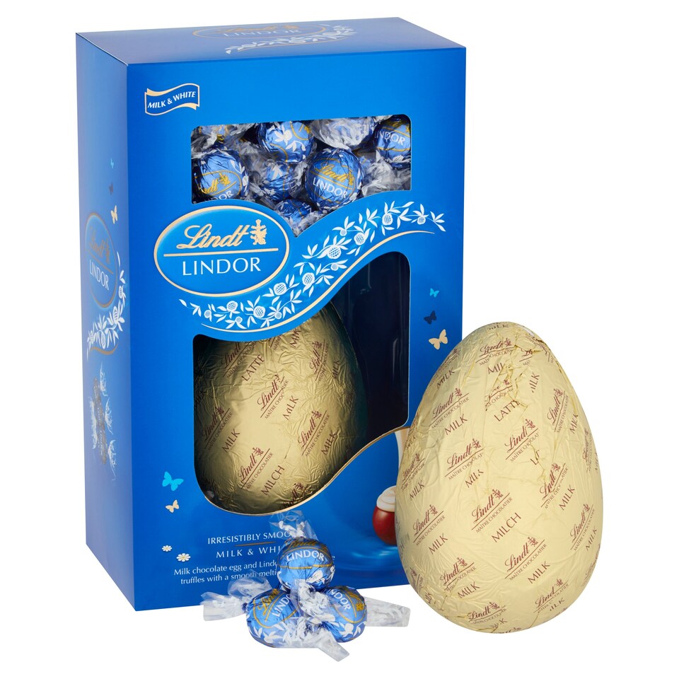 image 1 of Lindt Lindor Milk And White Chocolate Egg With Truffels 285G