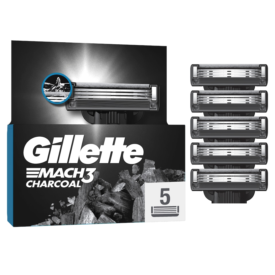 Gillette Mach3 Charcoal Férfi Borotvabetétek, 5 3 Pengés Borotvabetétek  1. kép