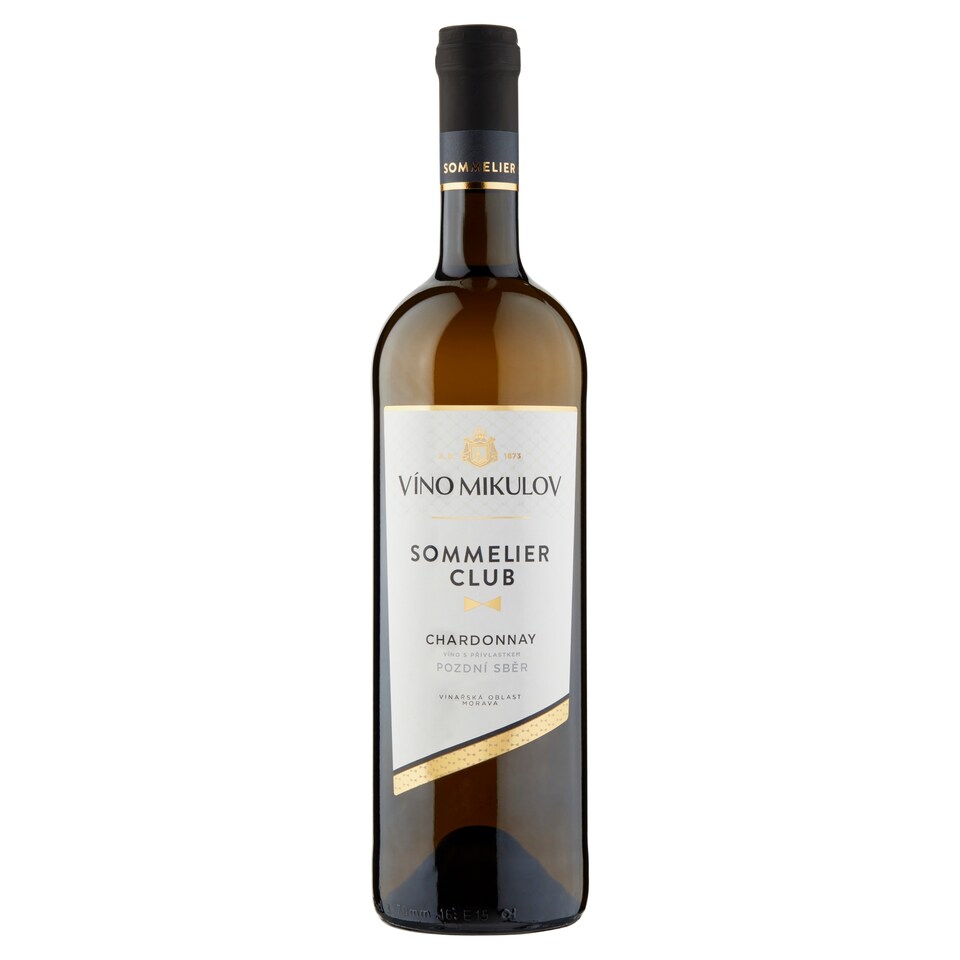 Víno Mikulov Sommelier Club Chardonnay víno s přívlastkem pozdní sběr suché bílé 0,75l