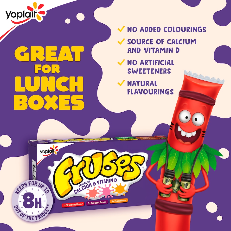image 1 of Yoplait Frubes Yoghurt Tubes - Strawberry, Red Berry & Peach 9x37g