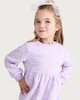 image 2 of F&F Girls Cotton Rich Floral Print Long Sleeved Dress in Multi Purple