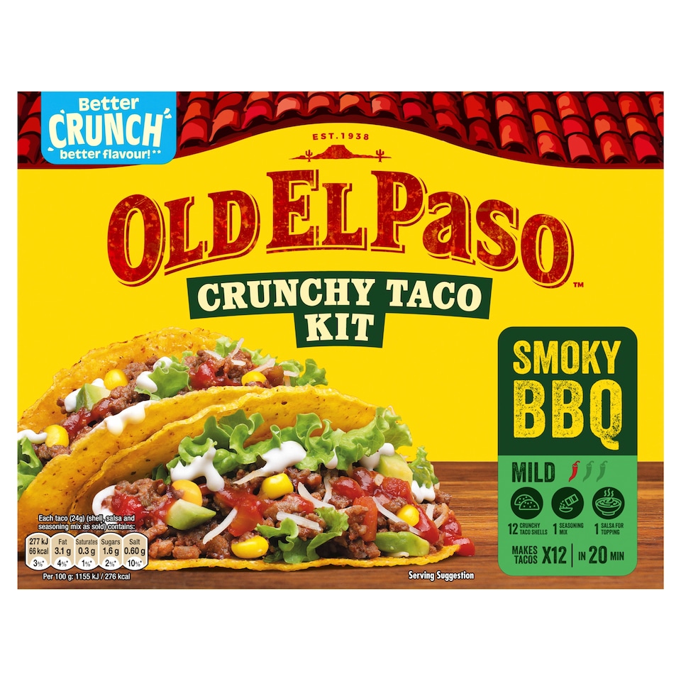 image 1 of Old El Paso Smoky BBQ Crunchy Taco Kit 292g