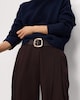 image 1 of F&F Pleated Wide Leg Belted Trousers in Chocolate