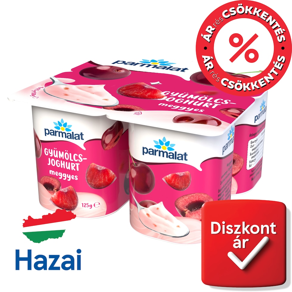 Parmalat meggyes gyümölcsjoghurt 4 x 125 g