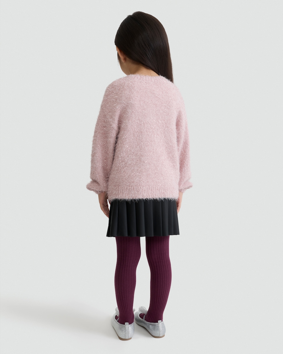 image 1 of F&F Girls Faux Leather Pleated Skirt in Multi Black