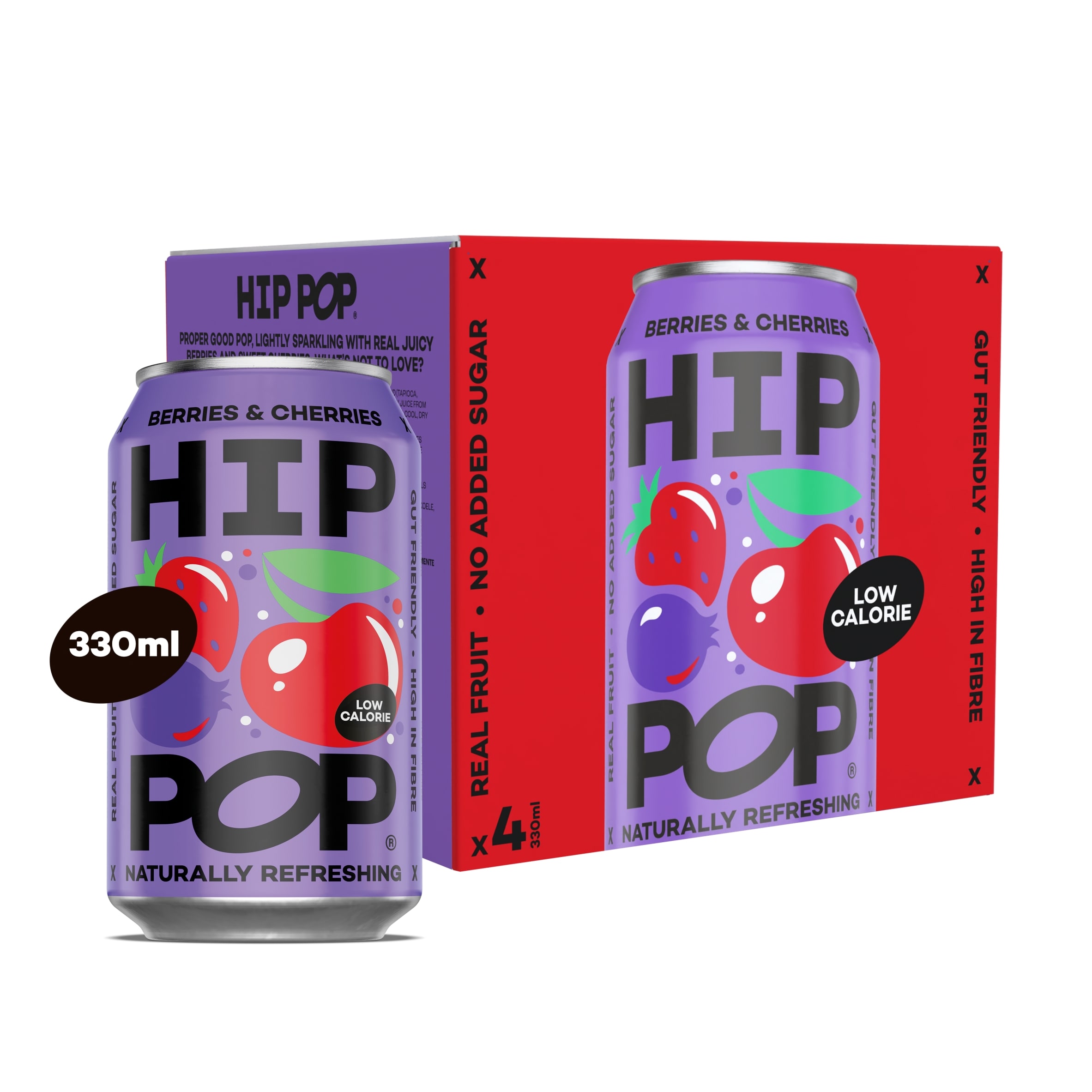 Hip Pop Berries & Cherries Fizzy Drink 4x330ml