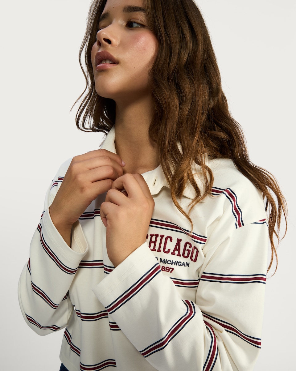 image 1 of OH ME OH MY Pure Cotton Striped Rugby Polo Shirt in Multi
