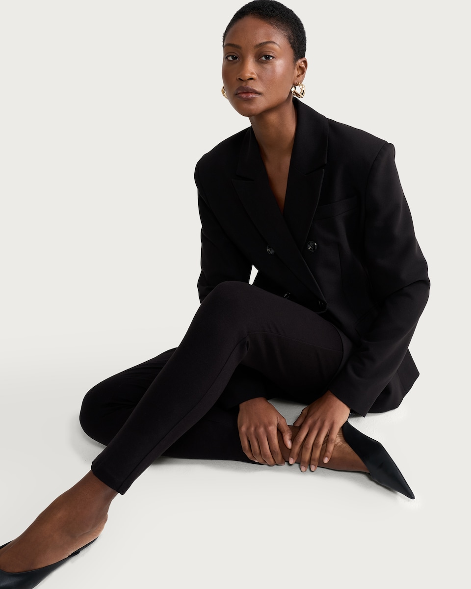 image 1 of F&F Ponte Tailored Fitted Trousers in Black