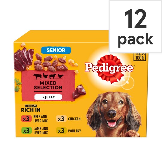 Pedigree Pouch Jelly Senior 12X100g Tesco Groceries