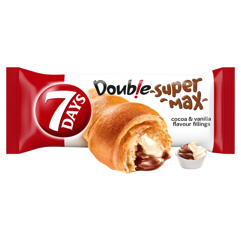 7 Days Croissant Double Super Max s náplněmi s kakaem a s vanilkovou příchutí 110g