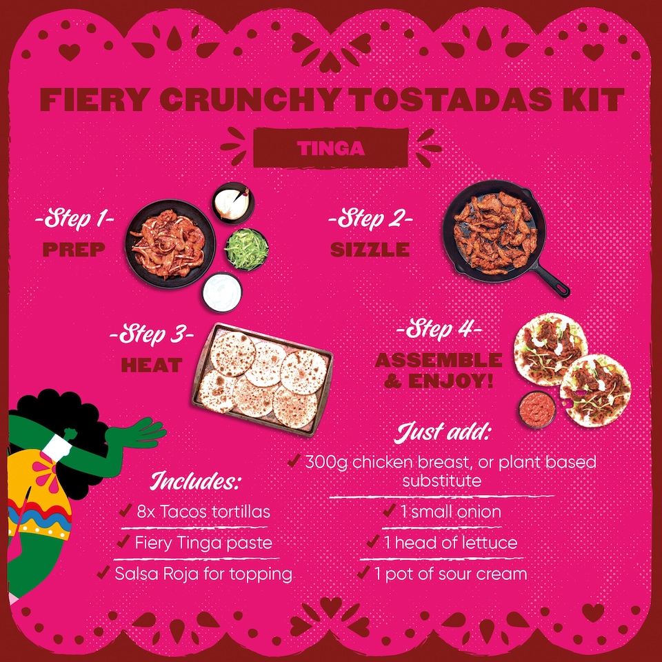 image 1 of Las Chicas Mexican Fiery Crunchy Tinga Tostadas Tacos Meal Kit 296G
