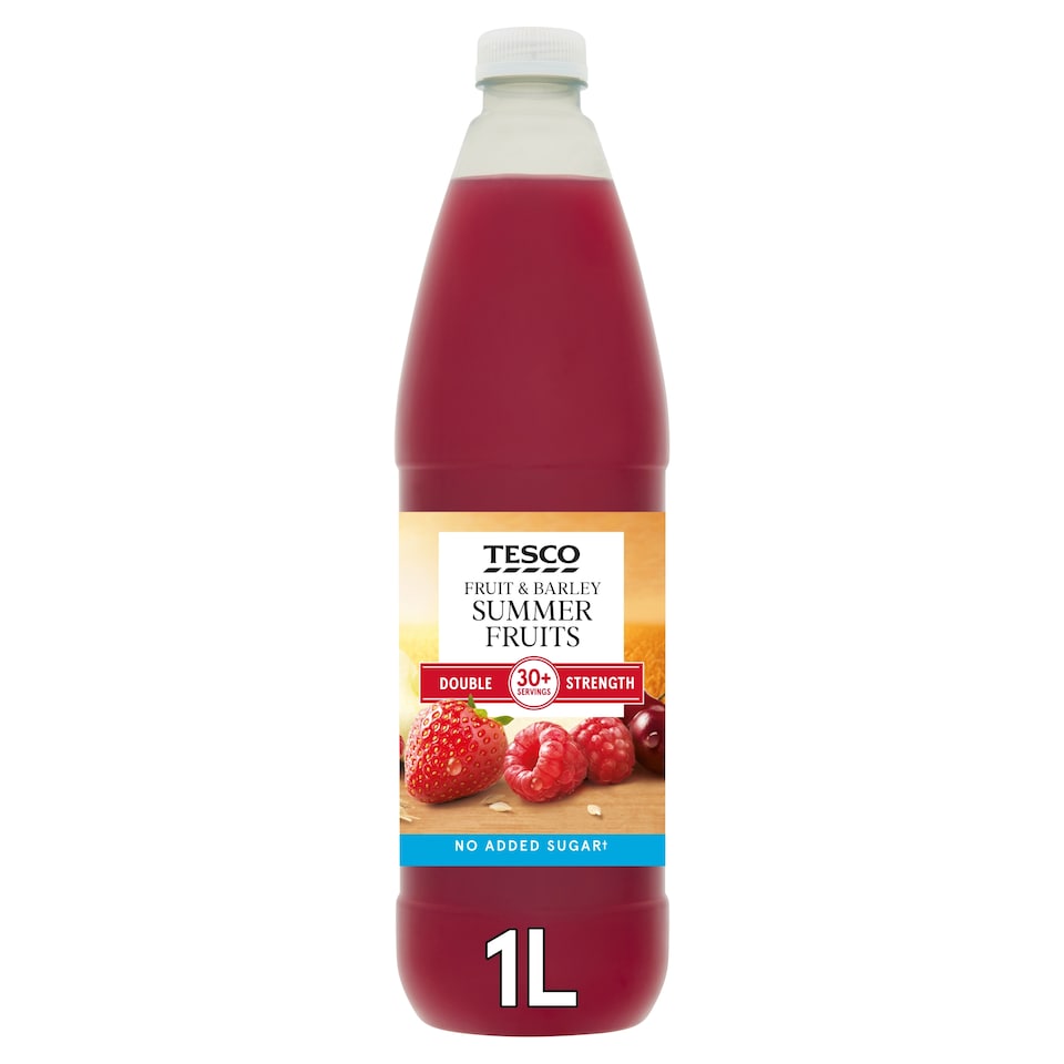 Tesco Double Strength Fruit & Barley No Added Sugar Summer Fruits 1L