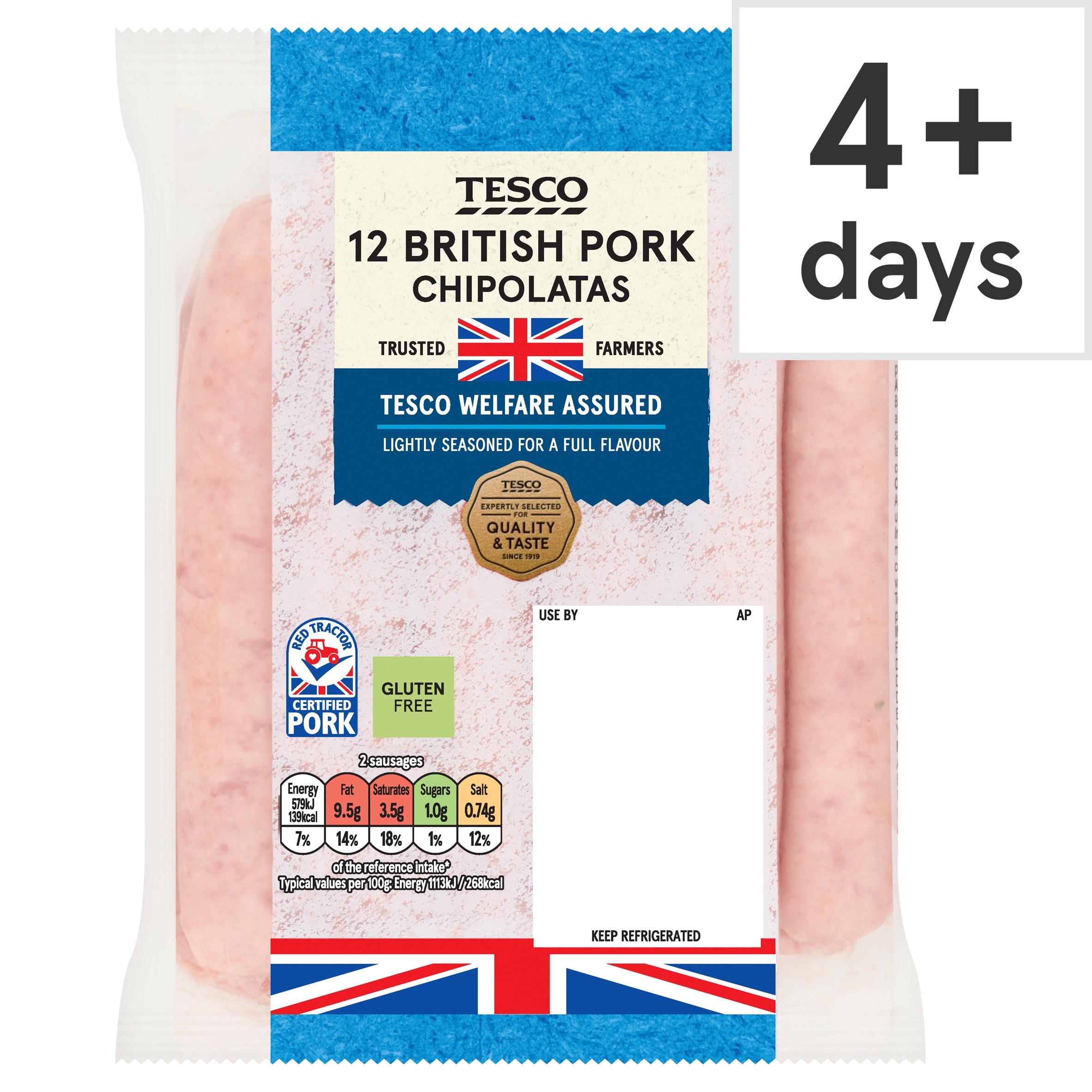 Tesco 12 Pork Chipolatas Chipolatas 375G