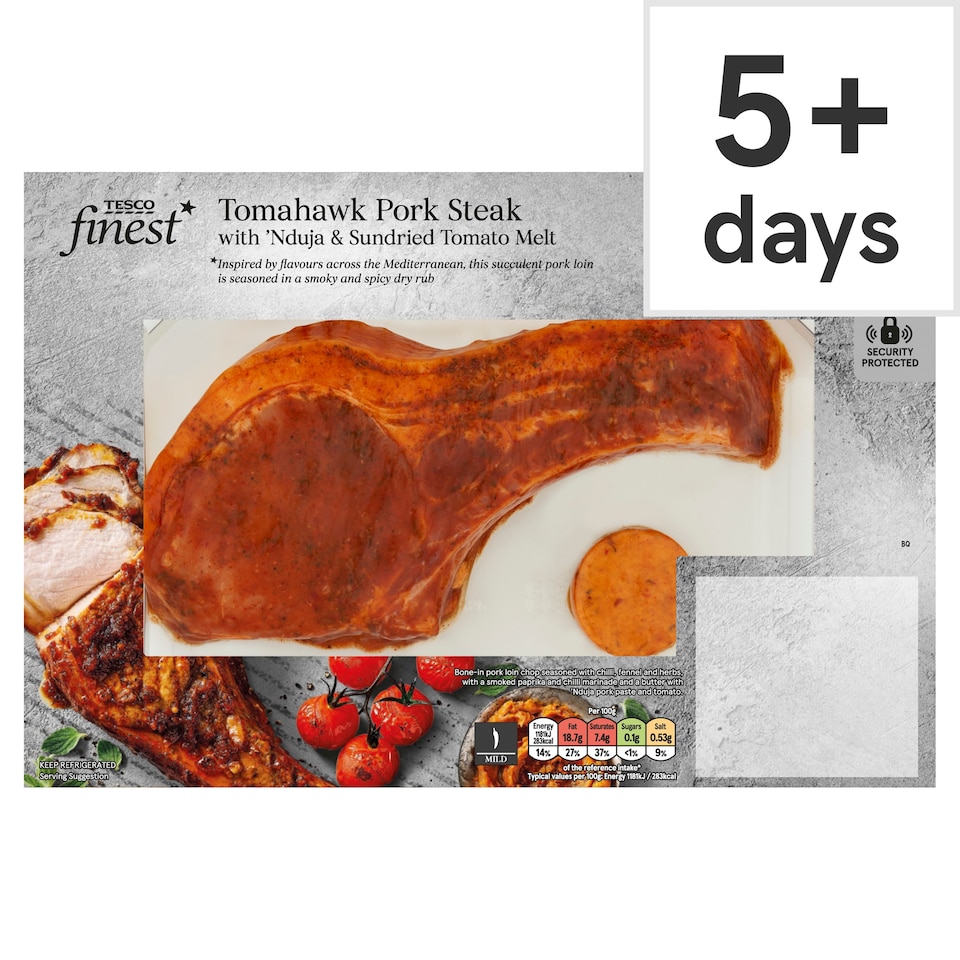 Tesco Finest Tomahawk Pork Steak with 'Nduja and Sundried Tomato Melt  