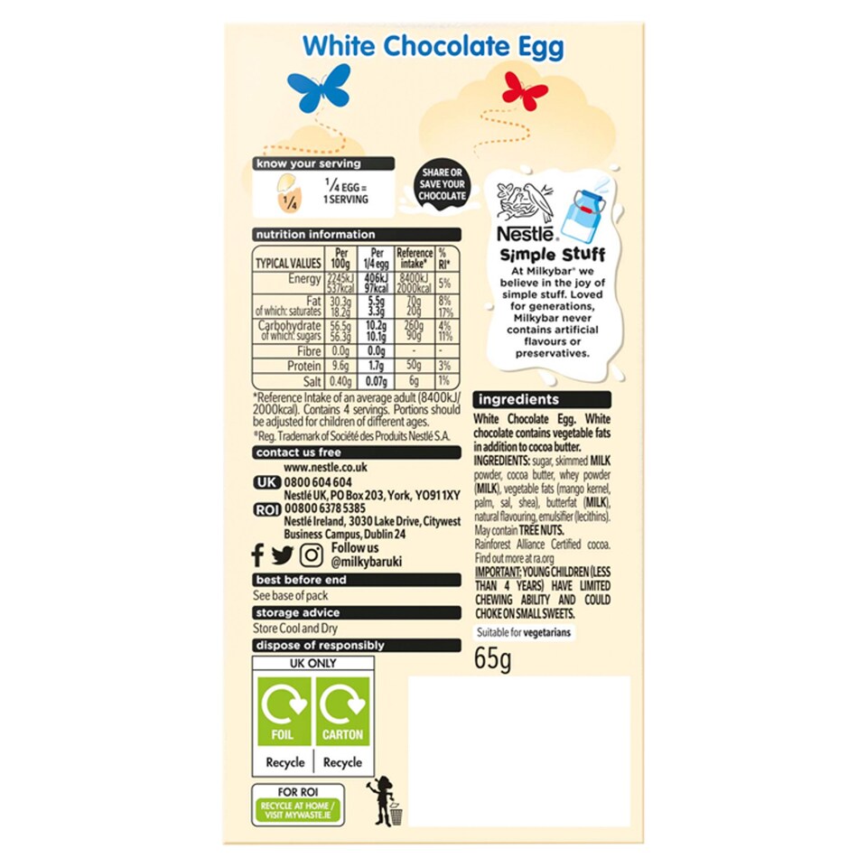 image 1 of Milkybar Small Easter Egg 65G