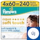 image 1 of Pampers Aqua Soft Touch Baby Wet Wipes, 4 Packs of 60 Wipes = 240 Baby Wet Wipes