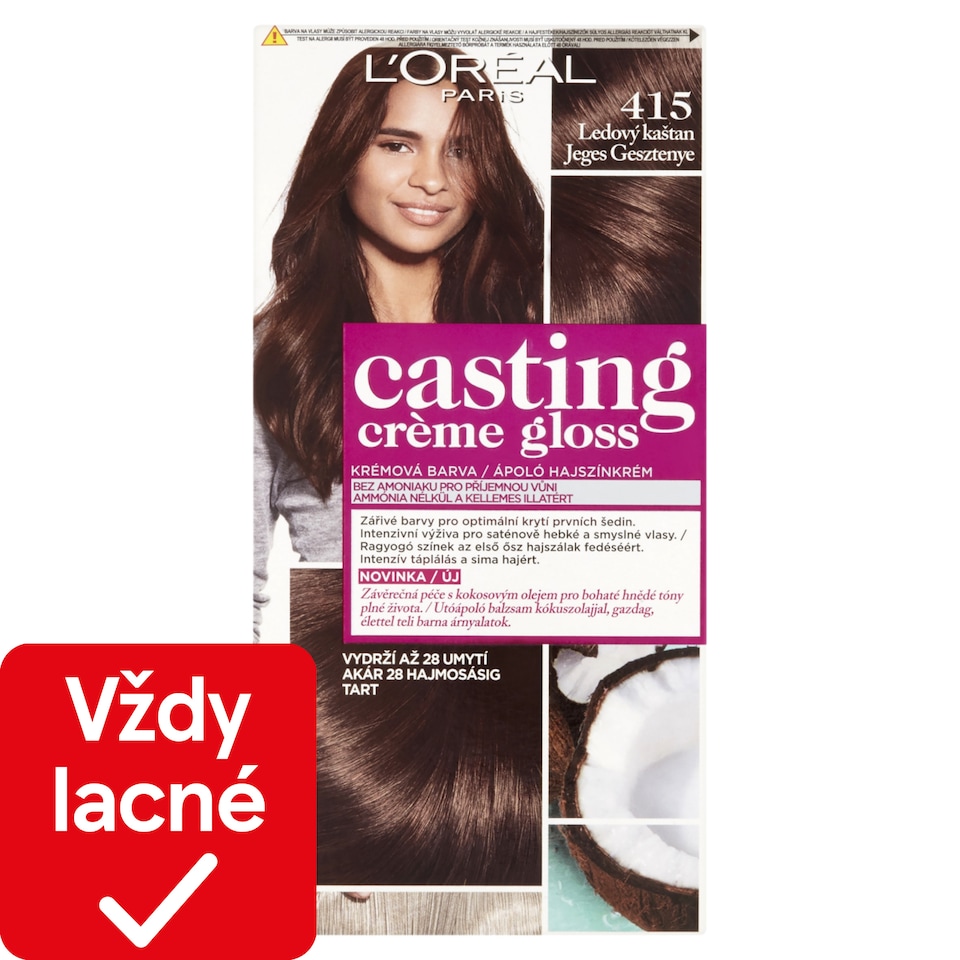 L'Oréal Paris Casting Creme Gloss, semipermanentná farba 415 ĽADOVÝ GAŠTAN, 48 +72 +60 ml