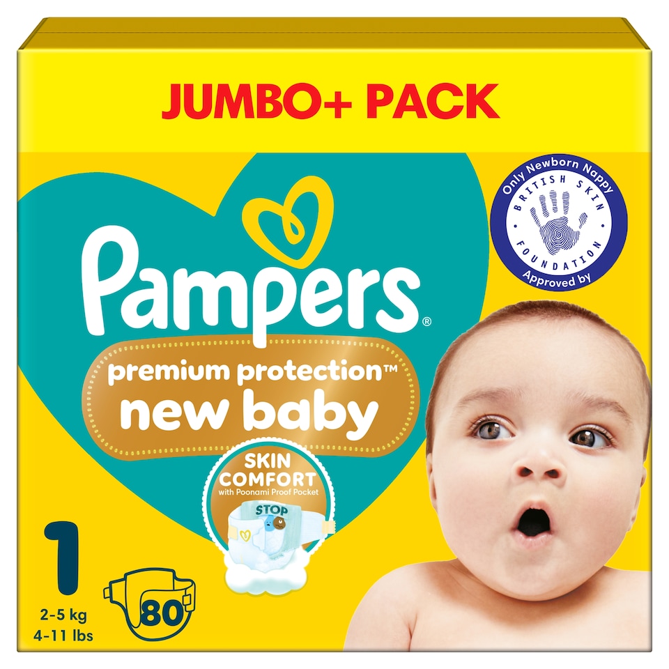 image 1 of Pampers New Baby Size 1 80 Nappies Jumbo+ Pack