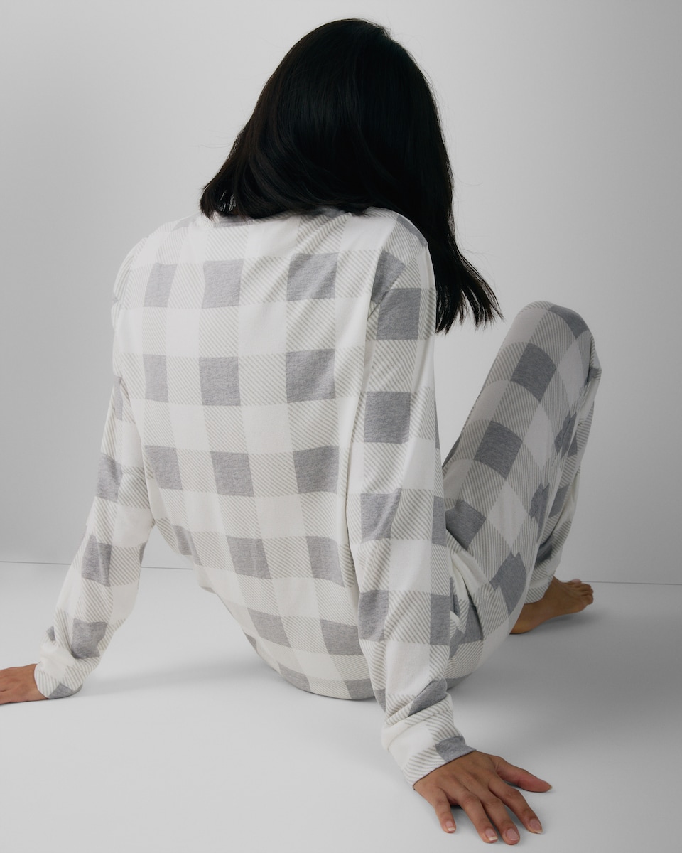 image 1 of F&F Textured Checked Pyjama Set in Multi Grey