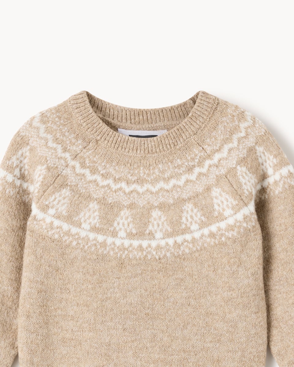 image 1 of F&F Baby Christmas Fair Isle Jumper and Joggers Set in Neutral