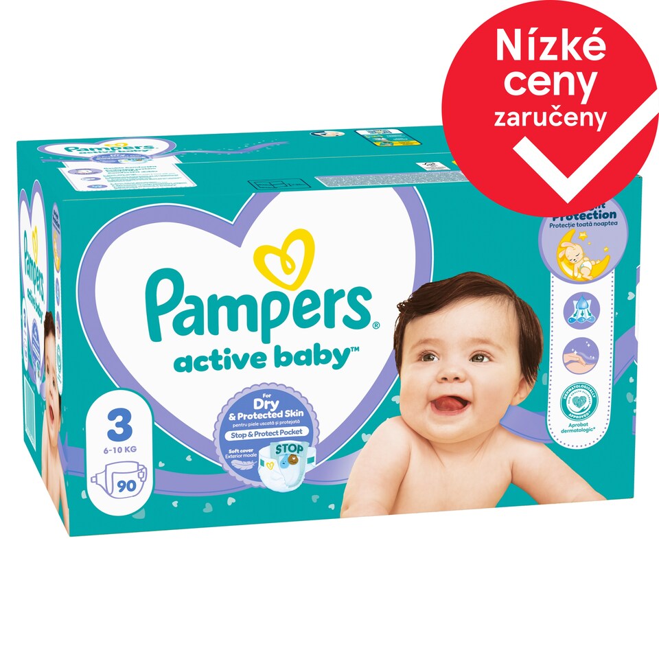Obrázek 1 pro produkt Pampers Active Baby, Velikost 3, 90 Plenky, 6kg-10kg