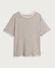 image 4 of F&F Pure Cotton Double Layer Cropped T-Shirt in Neutral