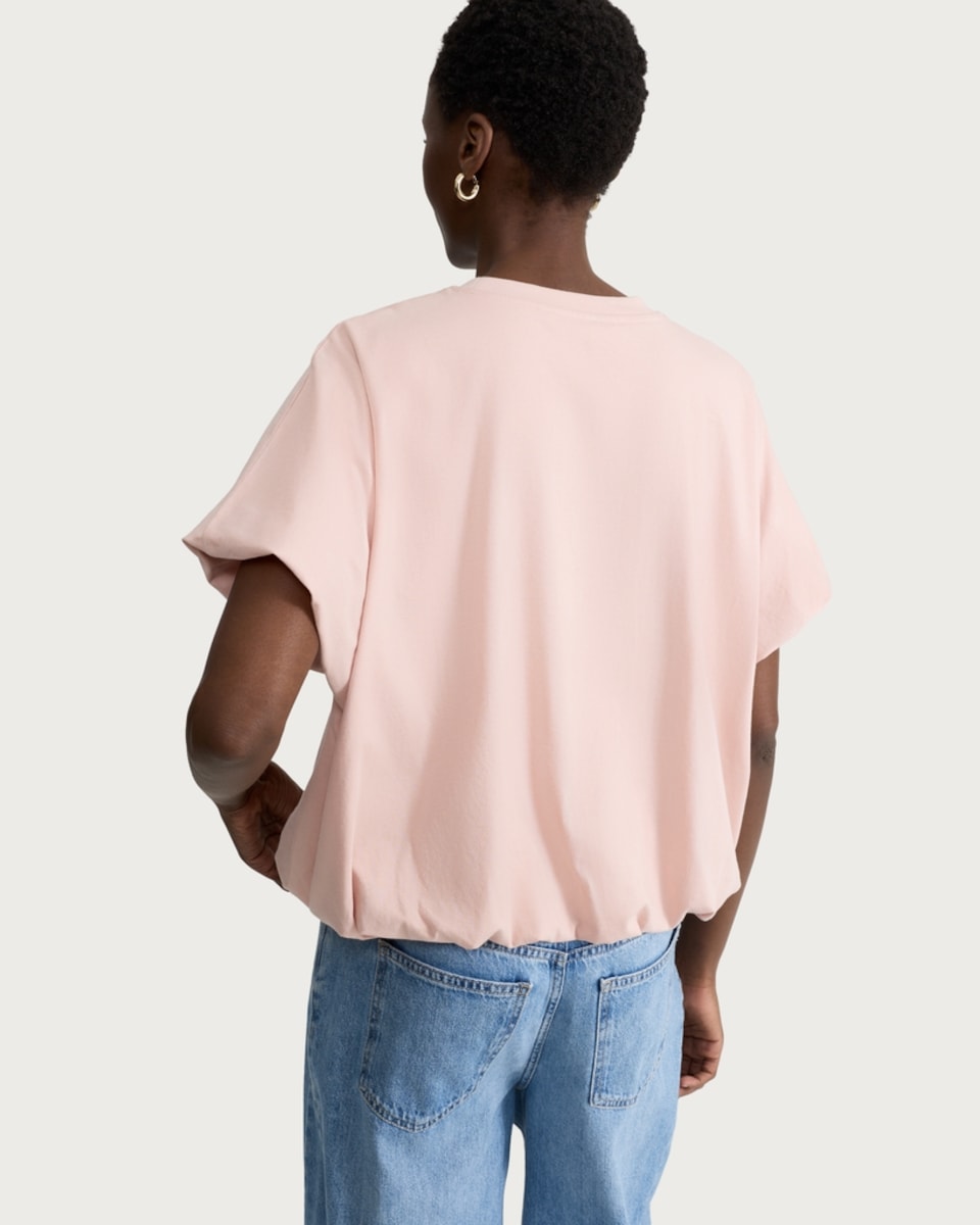 image 1 of F&F Pure Cotton Bubble Hem Top in Pink