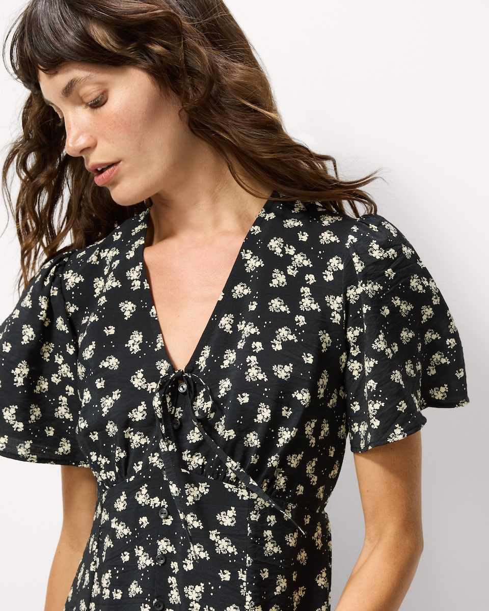image 1 of F&F Ditsy Floral Mini Dress in Multi Black