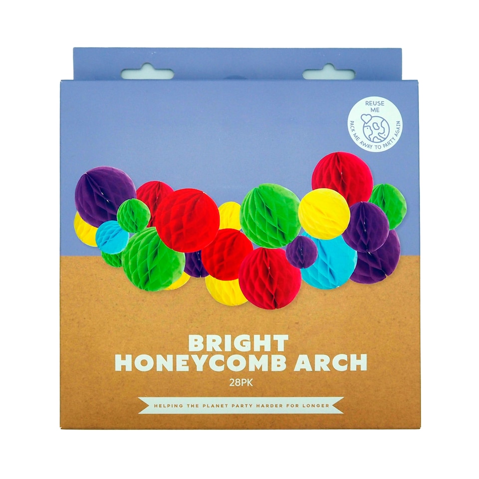 MAD PARTY BRIGHT HONEYCOMB GARLAND 28 PIECES