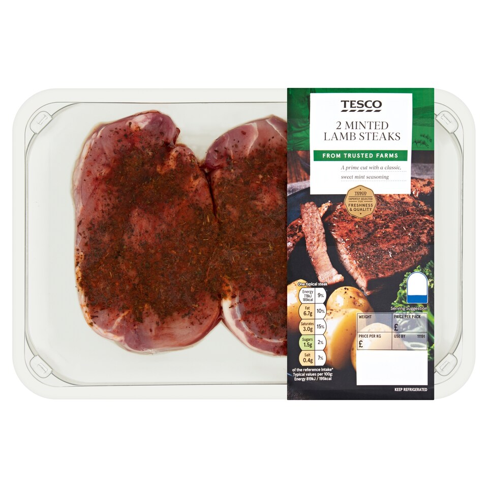 Tesco 2 Minted Lamb Steaks 250G
