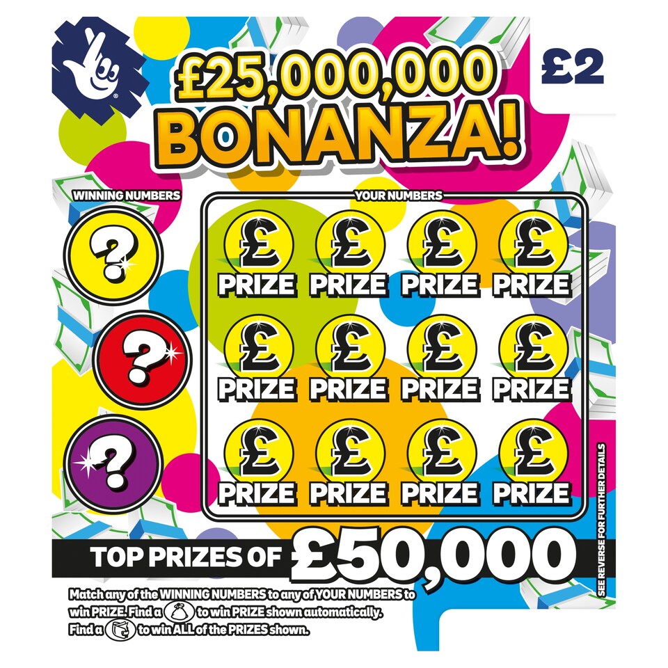 £25M  BONANZA SCRATCHCARD