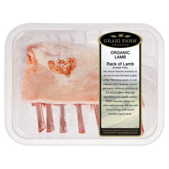Graig Organic Lamb rack French trim 550650g Tesco Groceries